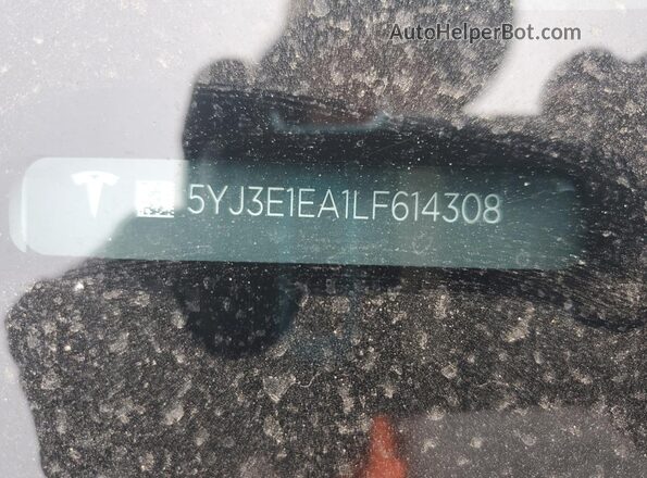 5YJ3E1EA1LF614308 2020 TESLA MODEL White Widok wnętrza 360 stopni