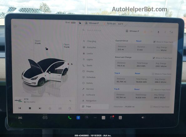 5YJ3E1EA4NF185216 2022 TESLA MODEL 3 White Հետևի նստատեղերի տեսք