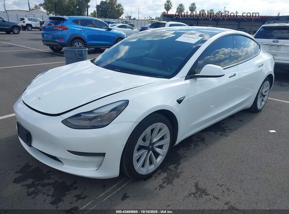 5YJ3E1EA4NF185216 2022 TESLA MODEL 3 White Առջևի ձախ երեք քառորդ տեսարան