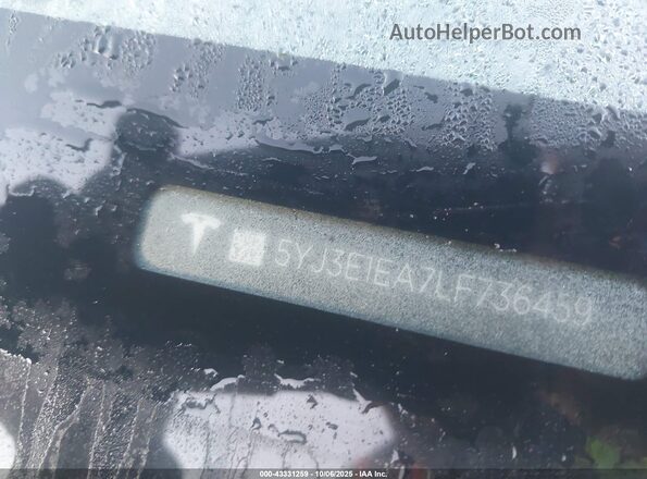 5YJ3E1EA7LF736459 2020 TESLA MODEL 3 Black 