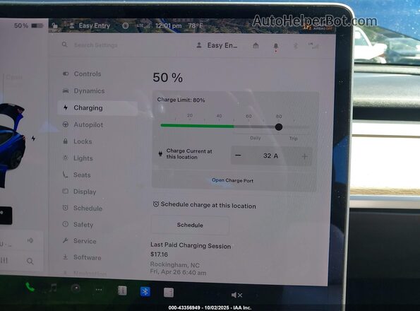 5YJ3E1EAXLF796932 2020 TESLA MODEL 3 Синий 