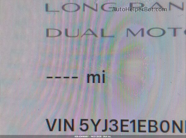 5YJ3E1EB0NF270918 2022 TESLA MODEL 3 White Հետևի նստատեղերի տեսք