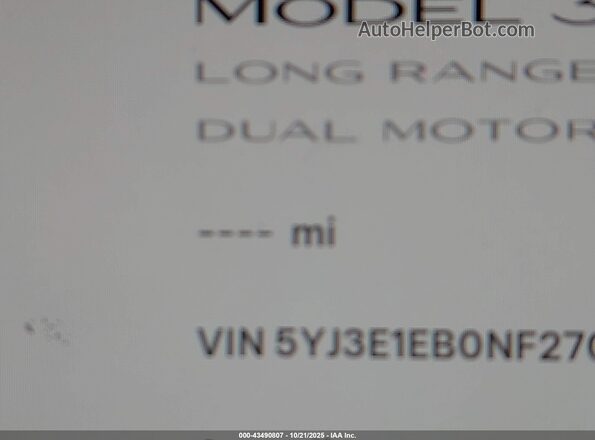 5YJ3E1EB0NF270918 2022 TESLA MODEL 3 White Սալոնի 360 աստիճան տեսք