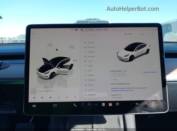 5YJ3E1EB0NF270918 2022 TESLA MODEL 3 White 