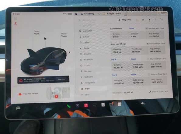 5YJ3E1EB1NF152389 2022 TESLA MODEL Black Vista del cuadro de instrumentos