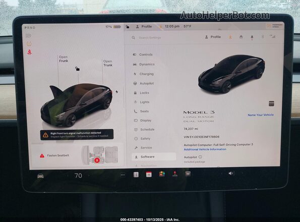 5YJ3E1EB3NF178606 2022 TESLA MODEL 3 Black 
