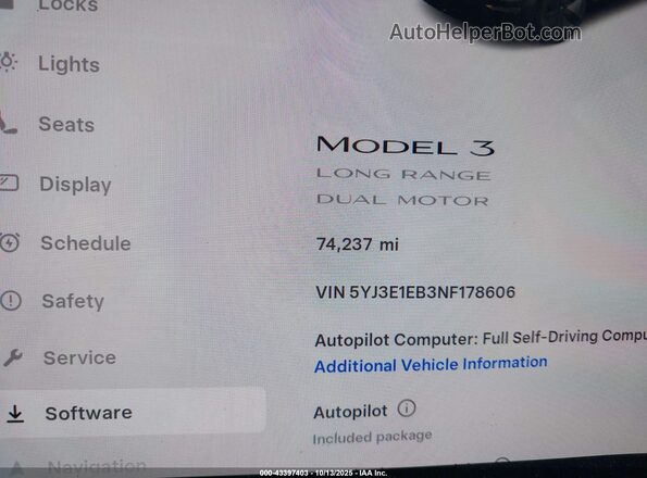 5YJ3E1EB3NF178606 2022 TESLA MODEL 3 Black Rear seats view
