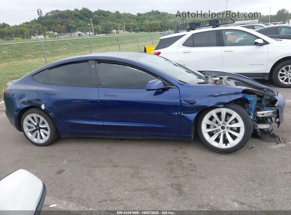 5YJ3E1EB3NF186592 2022 TESLA MODEL 3 Blue უკანა სალონის ხედი