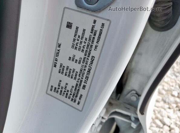 5YJ3E1EB4LF744429 2020 TESLA MODEL White ძრავის განყოფილების ხედი