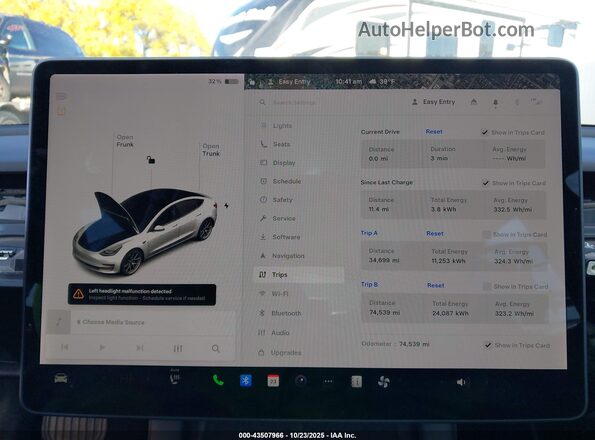 5YJ3E1EB7MF998654 2021 TESLA MODEL 3 White უკანა სავარძლების ხედი