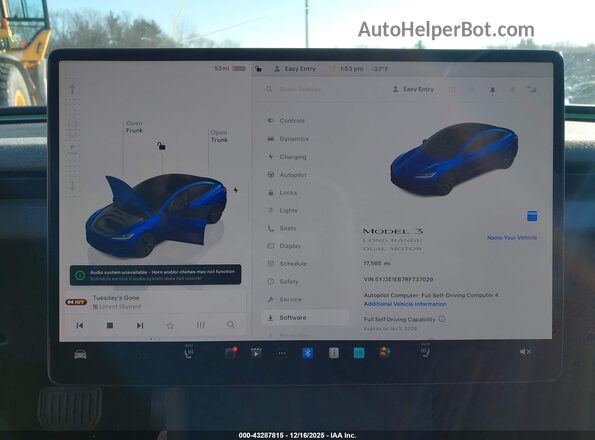 5YJ3E1EB7RF737029 2024 TESLA MODEL 3 Синий 