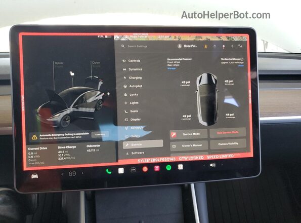 5YJ3E1EB9LF650143 2020 TESLA MODEL White Вид щитка приладів