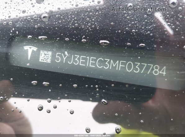 5YJ3E1EC3MF037784 2021 TESLA MODEL 3 Gray Շարժիչի բաժամունքի տեսք