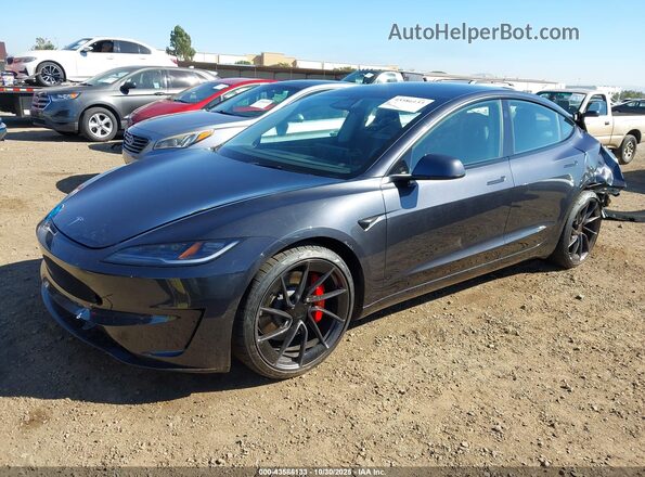 5YJ3E1ET1RF863380 2024 TESLA MODEL 3 Gray Առջևի ձախ երեք քառորդ տեսարան