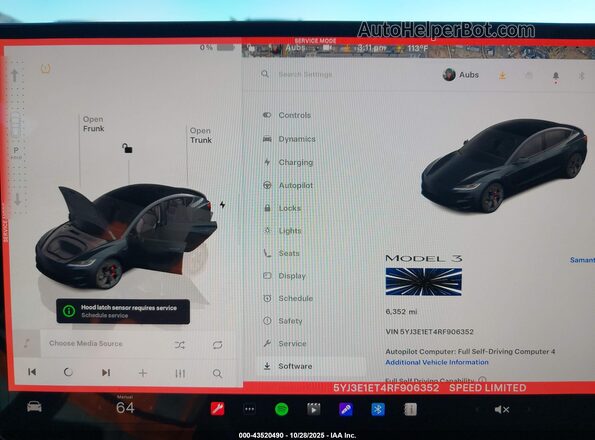 5YJ3E1ET4RF906352 2024 TESLA MODEL 3 Gray Вид задніх сидінь