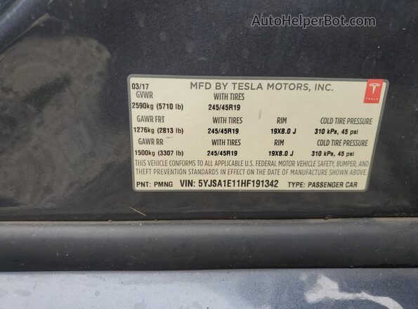 5YJSA1E11HF191342 2017 TESLA MODEL Charcoal 