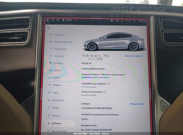 5YJSA1E21JF241476 2018 TESLA MODEL S Silver 