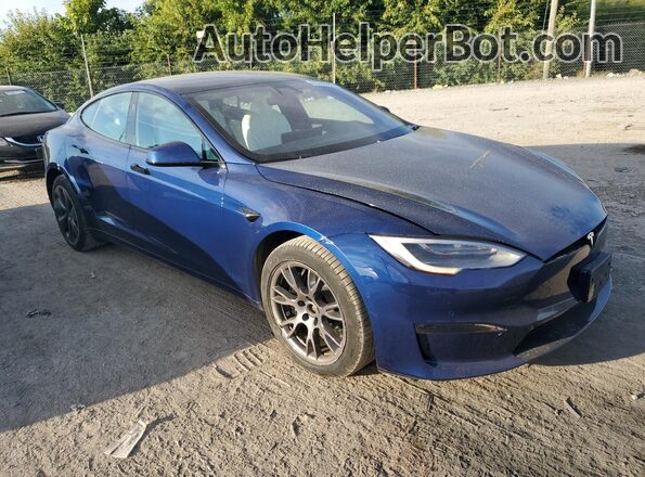 5YJSA1E65NF459218 2022 TESLA MODEL Blue Передня права чверть