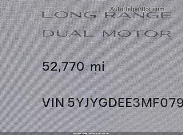 5YJYGDEE3MF079911 2021 TESLA MODEL Y White 
