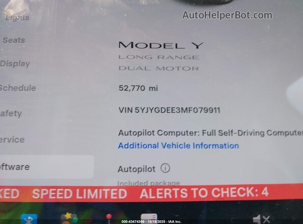 5YJYGDEE3MF079911 2021 TESLA MODEL Y White 