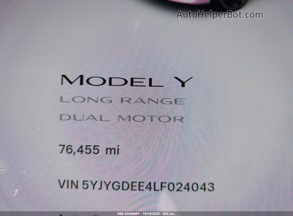 5YJYGDEE4LF024043 2020 TESLA MODEL Y Red Вид задніх сидінь