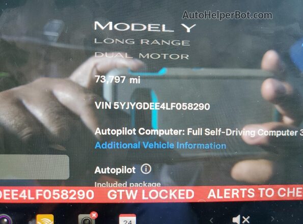 5YJYGDEE4LF058290 2020 TESLA MODEL White Vista del cuadro de instrumentos