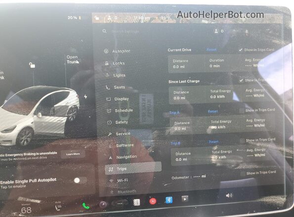 5YJYGDEE5LF034967 2020 TESLA MODEL Белый Вид щитка приборов