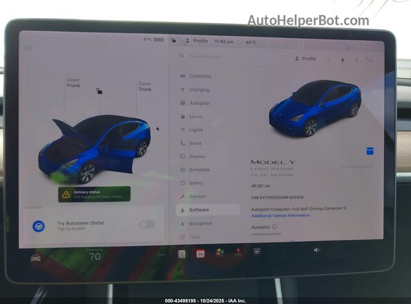5YJYGDEE5MF065914 2021 TESLA MODEL Y Blue Rear seats view