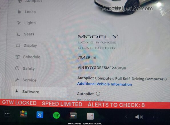 5YJYGDEE5MF233096 2021 TESLA MODEL Y White 