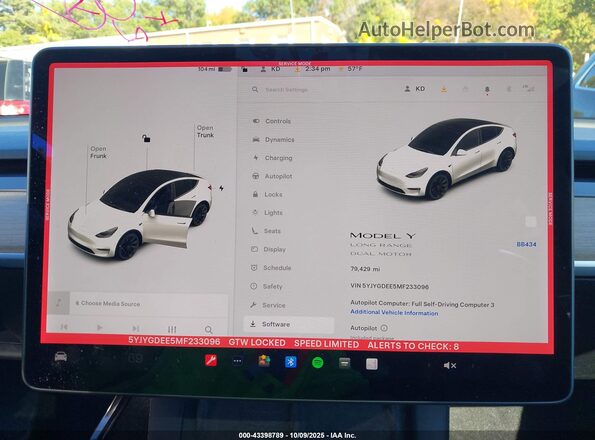 5YJYGDEE5MF233096 2021 TESLA MODEL Y White 