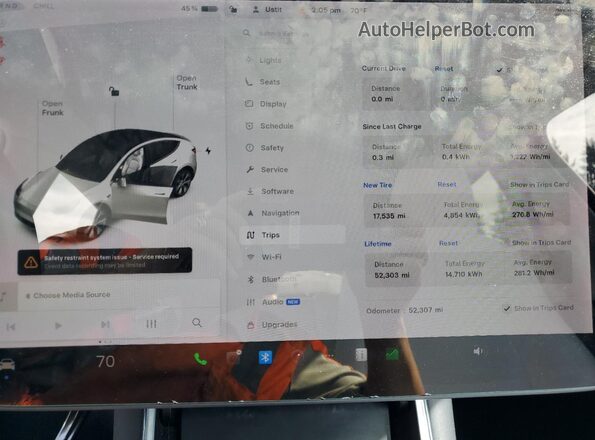 5YJYGDEE6LF023427 2020 TESLA MODEL White Widok zestawu wskaźników