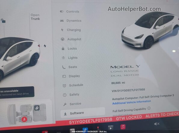 5YJYGDEE7LF017958 2020 TESLA MODEL Y Белый 