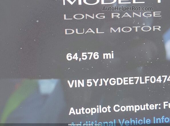 5YJYGDEE7LF047445 2020 TESLA MODEL Y Красный 