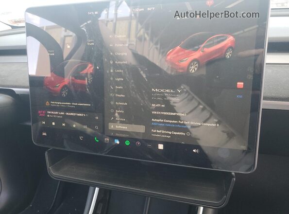 5YJYGDEE8MF105967 2021 TESLA MODEL Red Instrument cluster view