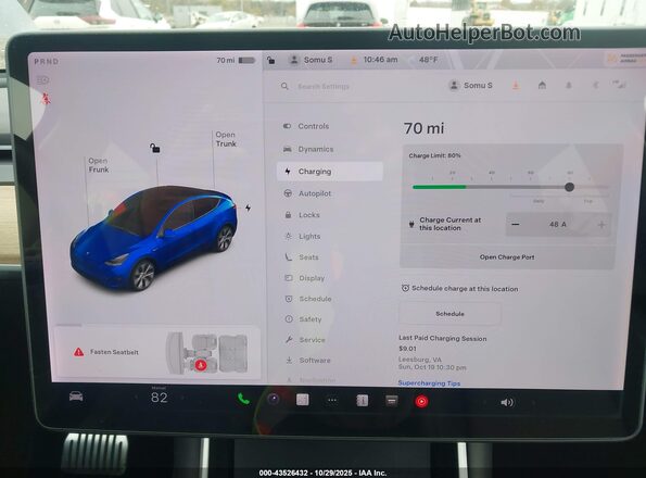 5YJYGDEE9MF060795 2021 TESLA MODEL Y Blue 