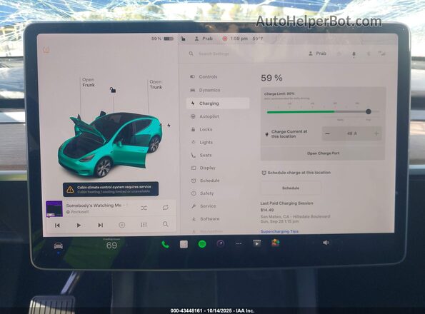 5YJYGDEE9MF263895 2021 TESLA MODEL Y Blue 