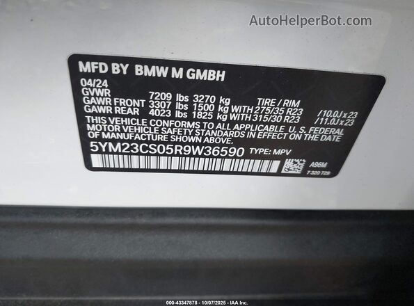 5YM23CS05R9W36590 2024 BMW XM White ძრავის განყოფილების ხედი