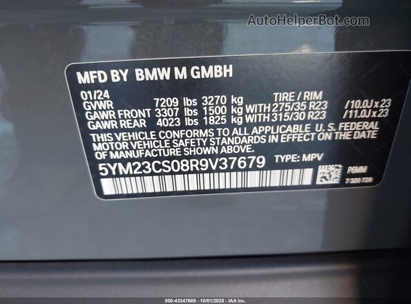 5YM23CS08R9V37679 2024 BMW XM Black ძრავის განყოფილების ხედი