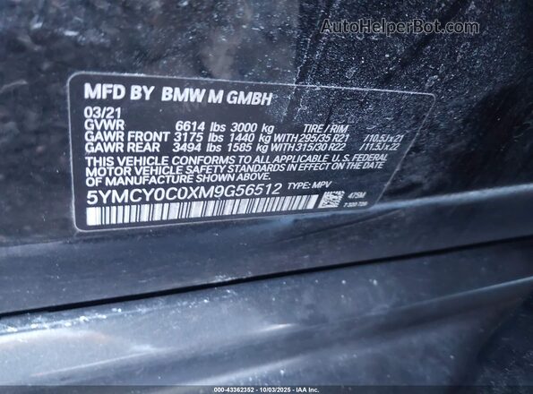 5YMCY0C0XM9G56512 2021 BMW X6 M Black Շարժիչի բաժամունքի տեսք
