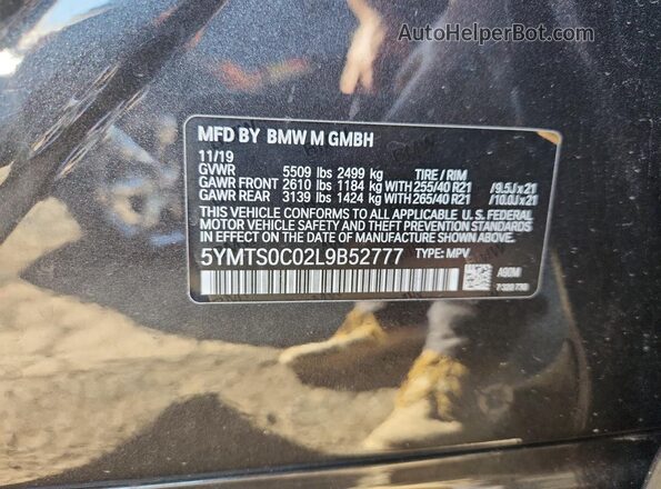 5YMTS0C02L9B52777 2020 BMW X3 Серый Вид наклейки с VIN-кодом