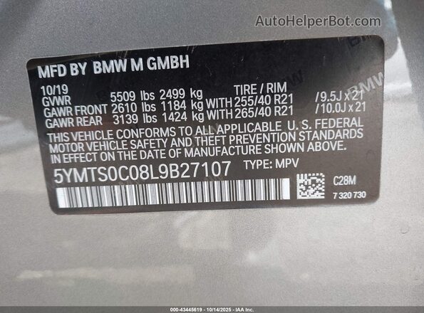 5YMTS0C08L9B27107 2020 BMW X3 Beige Շարժիչի բաժամունքի տեսք