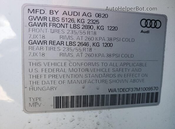 WA1DECF37M1009570 2021 AUDI Q3 White 