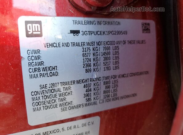 3GTPUCEK1PG299549 2023 GMC SIERRA Red 