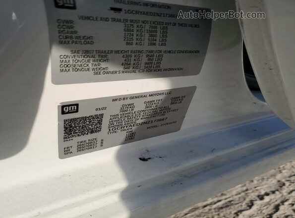 1GCRYAED2NZ173667 2022 CHEVROLET SILVERADO White 