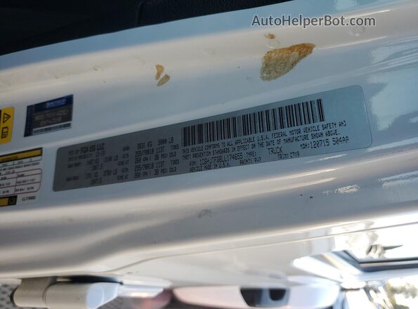 1C6HJTFG6LL174655 2020 JEEP GLADIATOR White VIN კოდის სტიკერის ხედი