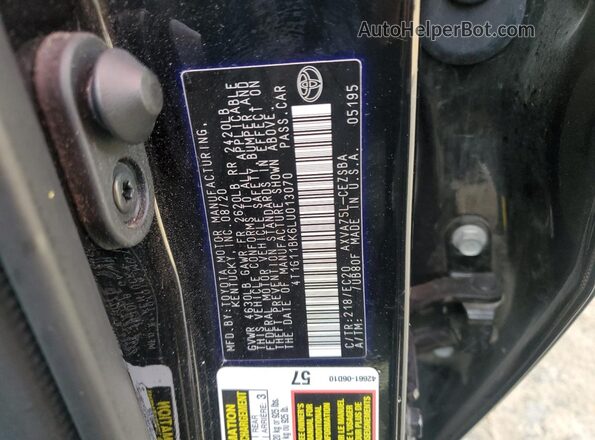 4T1G11BK6LU013070 2020 TOYOTA CAMRY Black VIN կոդի պիտակի տեսք