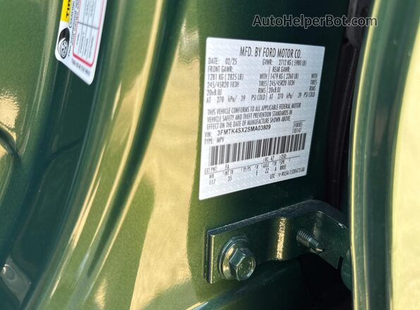 3FMTK4SX2SMA03809 2025 FORD MUSTANG Green Widok wnętrza z tyłu