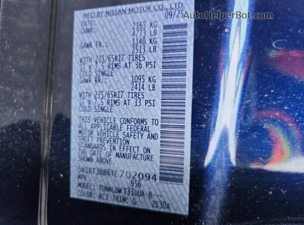 5N1BT3BB6TC702094 2026 NISSAN ROGUE Blue 