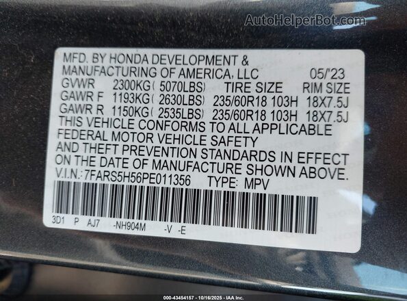 7FARS5H56PE011356 2023 HONDA CR-V HYBRID Gray 