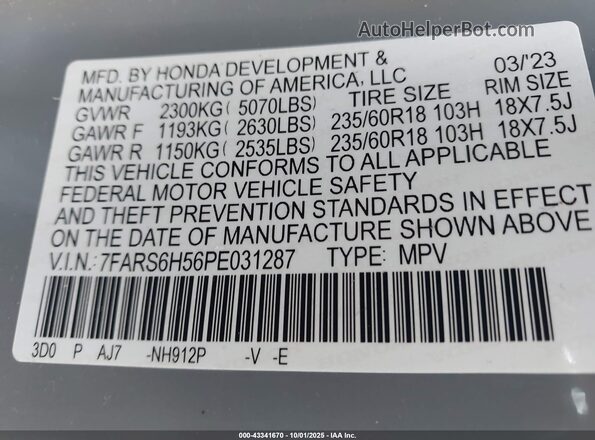 7FARS6H56PE031287 2023 HONDA CR-V HYBRID Teal 